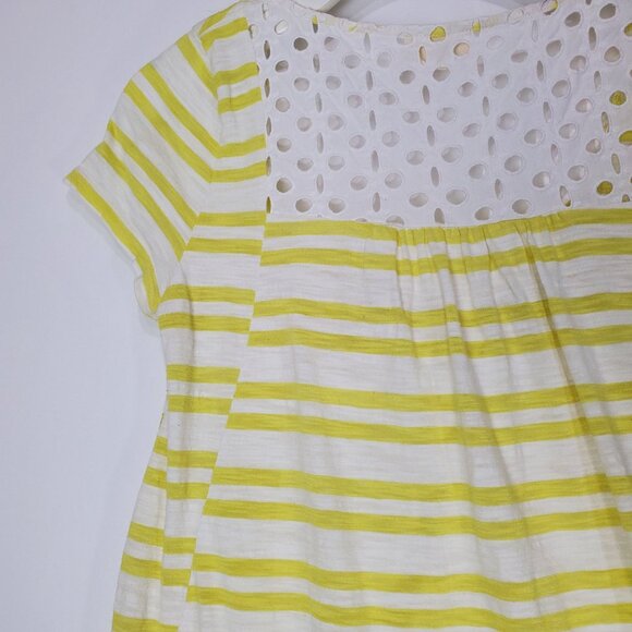 MEADOW RUE ANTHRO Shirt Stripe Butter Yellow White Pockets Short Womens SZ S‎ - Picture 7 of 8